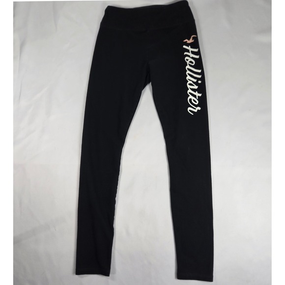 Hollister Leggings Activewear High Rise Logo Black Athleisure S Retro Mid 2000's - Picture 1 of 12